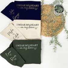 Personalised Heart On My Sleeve Sweatshirt With Kids Names - Mum Gift Mum Jumper