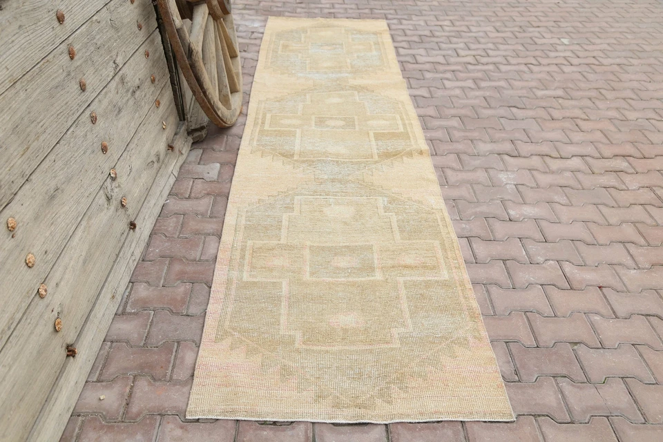 TURKISH RUNNER, 3x12,5, Pasillo Beige Tostado Diamante Desteñido Geométrico Foto 2 de 4