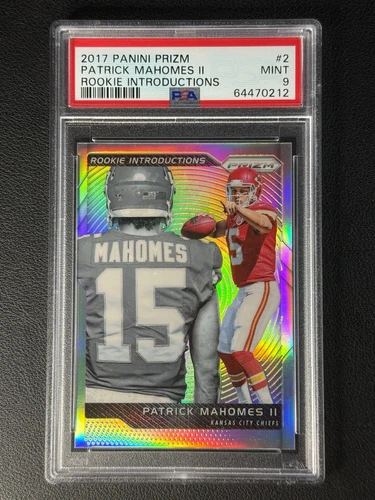 PATRICK PAT MAHOMES II PSA 9 2017 PANINI PRIZM 17 ROOKIE INTRODUCTIONS SILVER RC