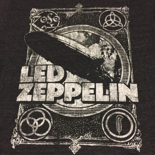 T-shirt gris moyen Led Zeppelin groupe de rock musique Jimmy Paige rock and roll - Photo 1 sur 7
