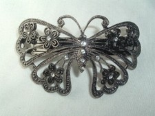 VINTAGE LARGE METAL BUTTERFLY BARRETTE HAIR ACCESSORY