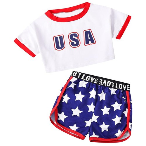 Girls Clothes Summer Outfits Graphic Letter Print Tee Shirt+Shorts Clothing Set - Picture 15 of 16