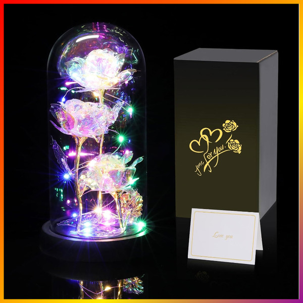 Infinity Rosen In Glas Mit Licht Geschenk FüR Muttertag Blumen FüR Frauen-image
