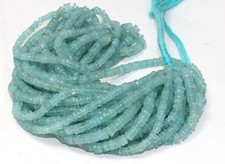 Natural Aquamarine Heishi Beads 5-6mm 16 Inch Smooth Blue Gemstone Strand