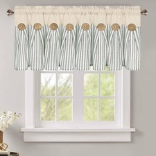 Cotton Linen Farmhouse Kitchen Valance Curtains Boho Rustic Button Valances