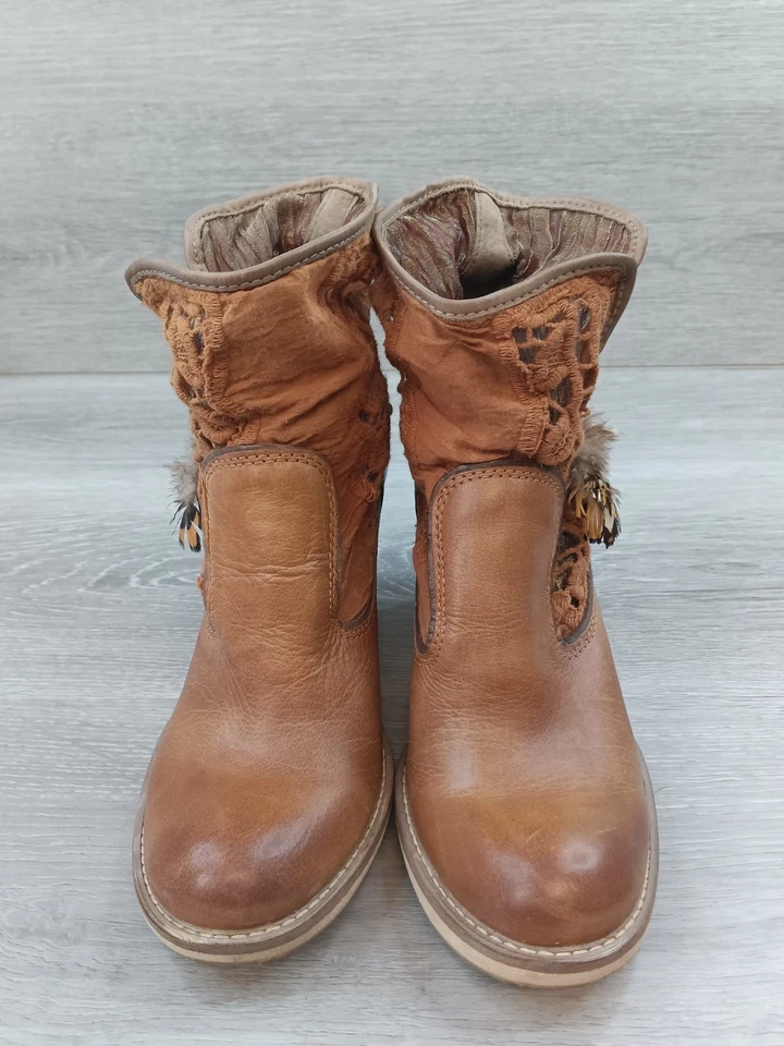 Anthropologie Bunker Bottines Mujer Botas 7 Marrón Cuero Tacón Botines Foto 2 de 4