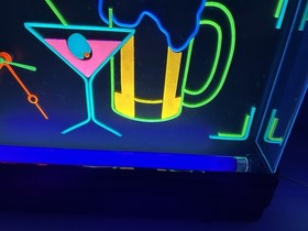 Vtg GEMINI Display Ltd NUON Black Light CLOCK Bar Cocktail made in USA