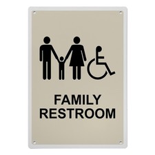 Family Restroom Sign, 8.5 x 11 in", ADA Unisex Family Assisted Sign