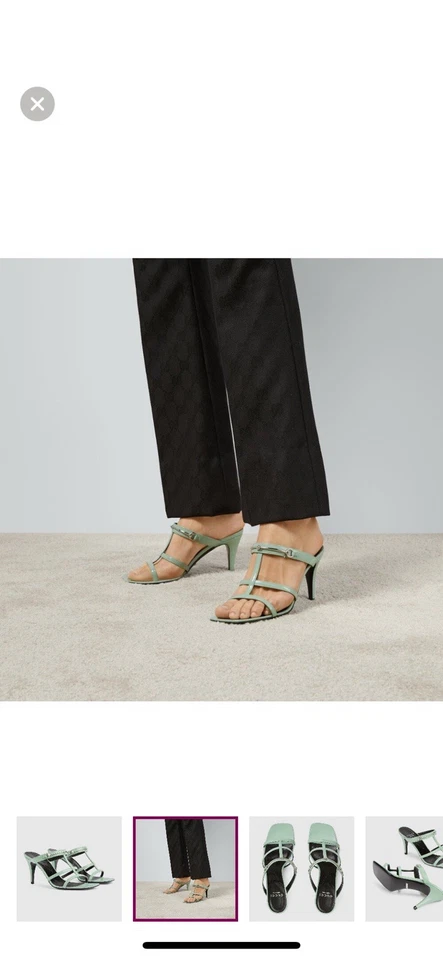 Tacones Gucci Slim Horse-bit de cuero deslizables.  Verde Pacífico.  Nuevo en caja Talla 39 Foto 2 de 4