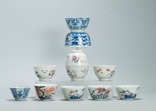 Collectors Lot of 11 Antique Chinese & Japanese Tea Bowls Qing and Edo Periods