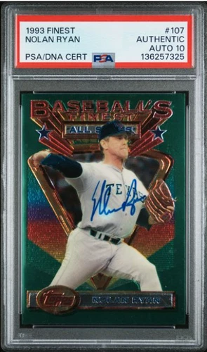 1993 Topps Finest Nolan Ryan Signed Baseball Card #107 PSA/DNA 10 Certified Auto