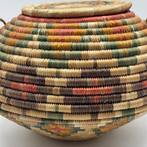Nubian Kenya African Heritage Vintage Folkart Hanging Coil Basket Palm Fibre 10” - Picture 2 of 8