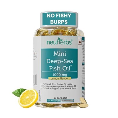 Mini Deep Sea Omega 3 Fish Oil 1000mg Supplement, No Fishy Burp (60 Kapseln)