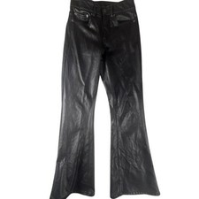 American Eagle Faux Leather Pants Womens 4 Black Flare High Rise