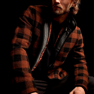 #ad James Perse $995 Wool Plaid Car Coat with removable quot;zip inquot; puffy vest; 3 Large $425.00