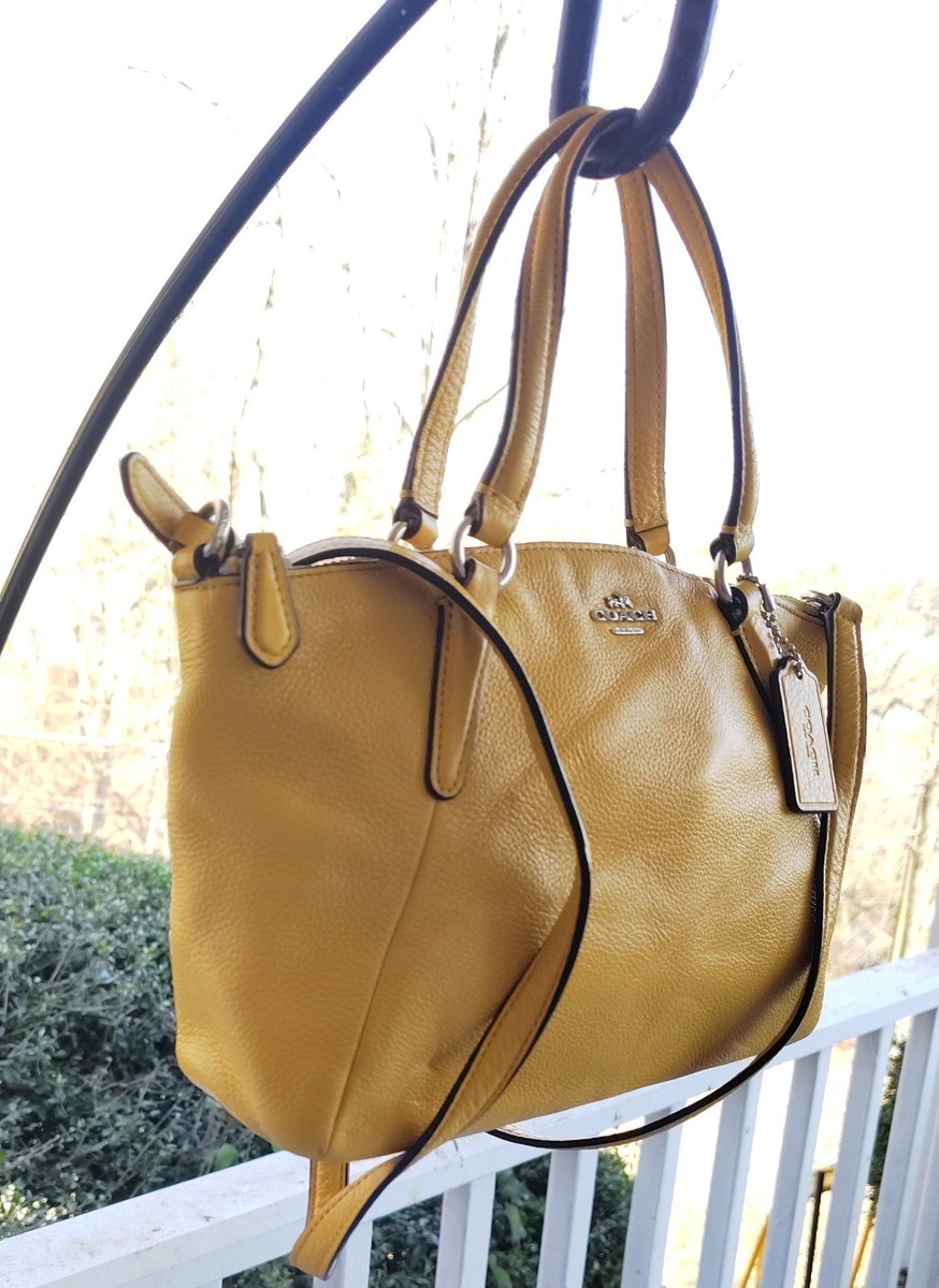 Coach MINI F57563 Kelsey Mustard Yellow Zip Top Leather Crossbody