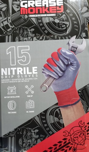 Neu in Verpackung Grease Monkey Allzweck-Arbeitshandschuhe mit Nitrilbeschichtung Größe Large 15er-Pack - Bild 1 von 6