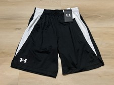 NWT Under Armour Boys Shorts Size Youth Medium Tech Vent Black White