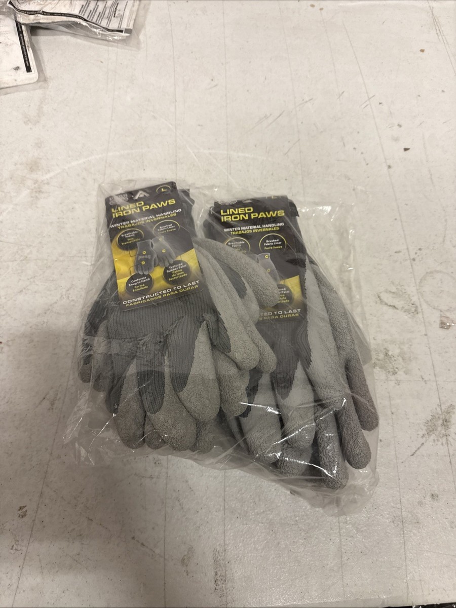 pair Pugs Gloves Lined Iron Paws Large/ XL grey Truck Drivers Tankers