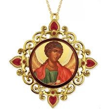 Archangel Raphael Enamel Metal Ornament Crystals 4" Catholic Ortho