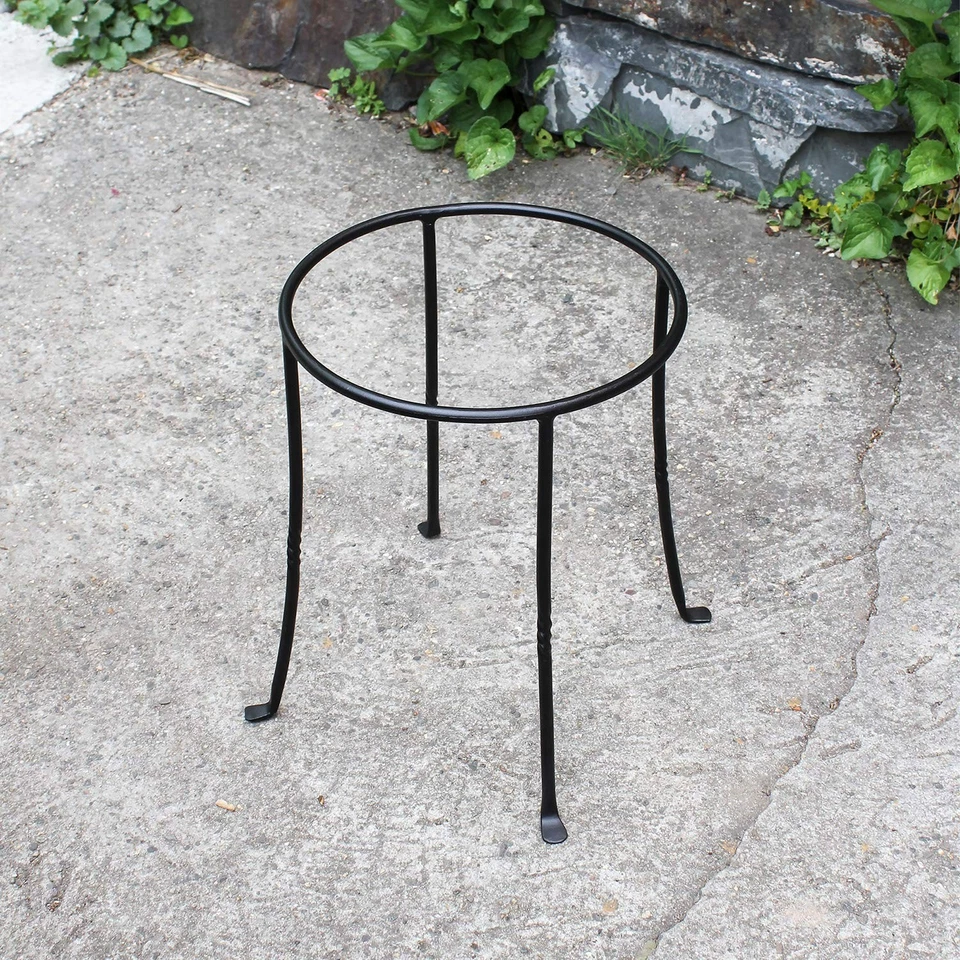 FB-14 Ring Wrought Iron Metal Plant birdbath Bowl Stand Flowerpot Holder Black - Image 2 of 4