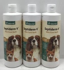 NaturVet Septiderm-V Skin Care Bath Soothing Formula 16 fl oz - Lot Of 3