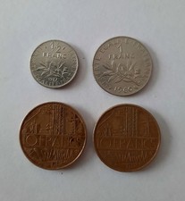 LOT of 4 French Franc Coins Pre-Euro 10 1 1/2 Currency 1960 1977 