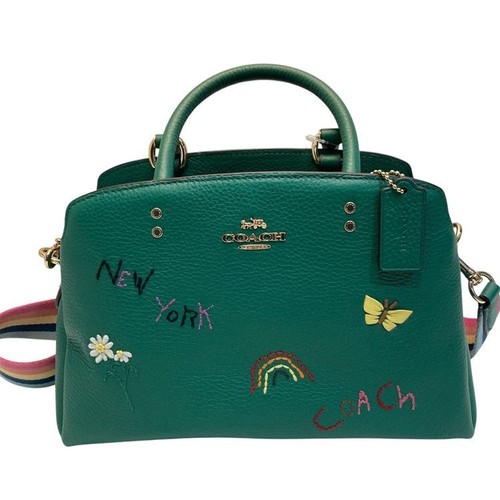 COACH Mini Lily C8364 2way Handbag Leather Ladies Green Kingram 24 From Japan