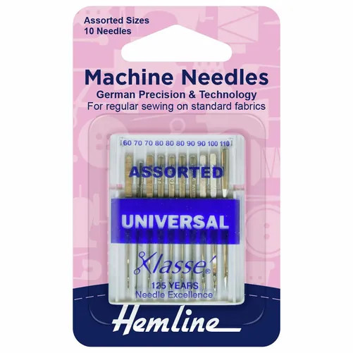 Hemline Universal Sewing Machine Needles - Assorted (10 Pieces) - 5 Packs