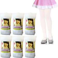 White XL dance stockings: 6 pairs for girls