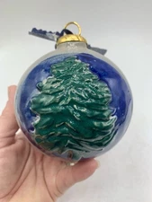 Rowe Pottery Salt Glazed Stoneware Ornament.  4”  O’Tannenbaum Tree Vintage