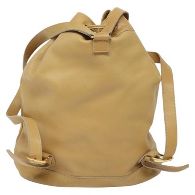 GUCCI Bamboo Backpack Leather Beige Gold 003 2855 0043 0 Auth