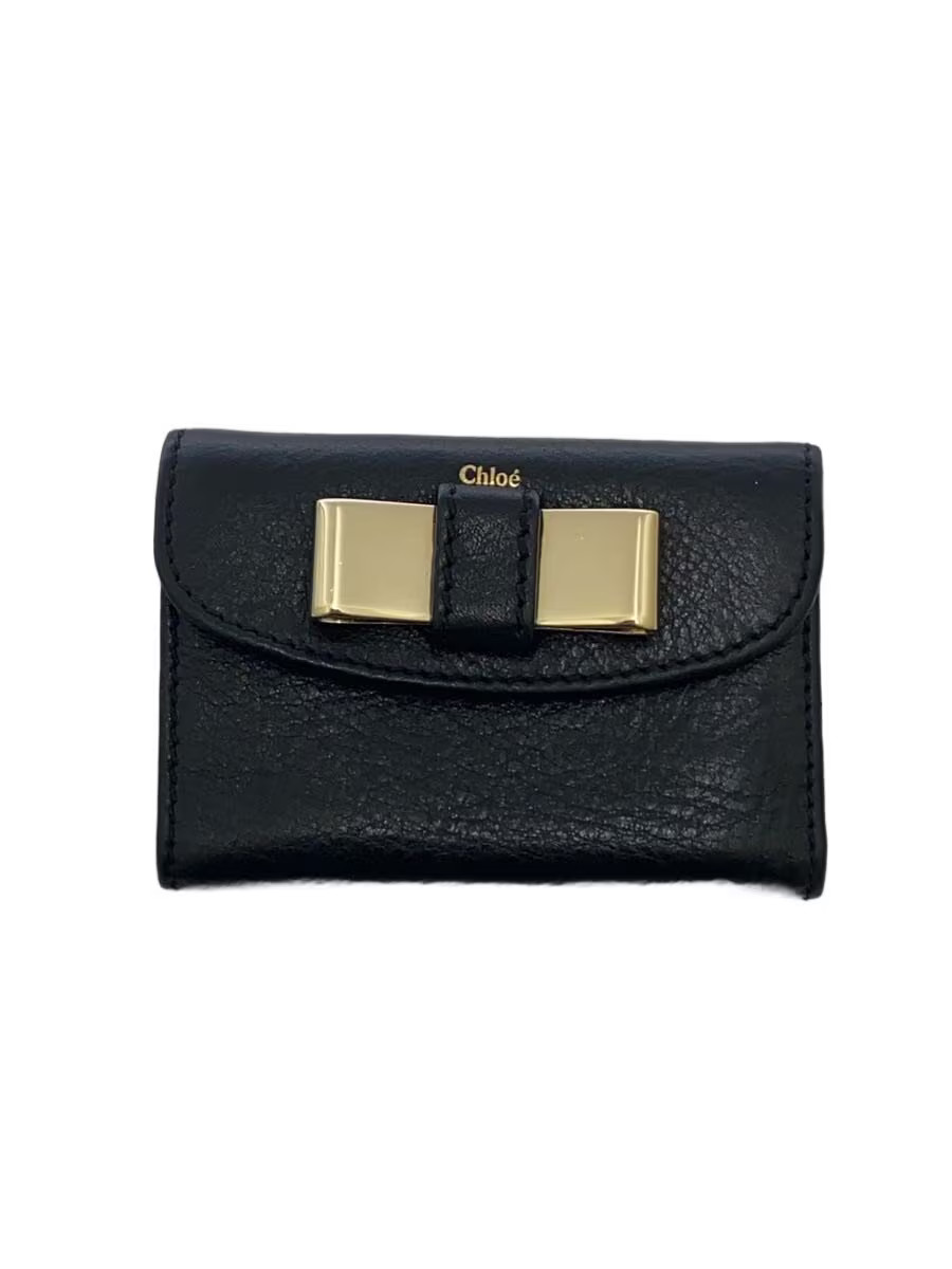 Chloe Tri-fold Leather Wallet, Black, Women's, B1FK0K