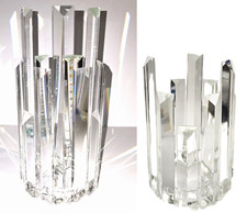NEW CRYSTAL GLASS 4,5" ROUND TRUE CLEAR SPIKES TEALIGHT,CANDLE HOLDER