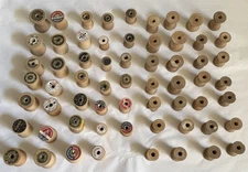 Vintage Lot Of 62 Empty Wood Sewing Thread Spools~Various Sizes & Brands~Crafts
