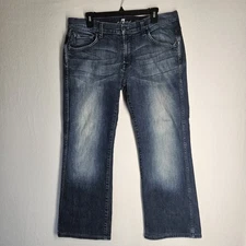 7 For All Mankind Jeans Mens 34 Blue Denim Relaxed Fit Bootcut A POCKET