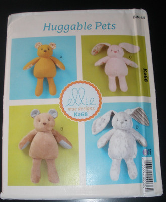 Sewing Pattern K268 Ellie Mae 18'' 22'' Plush Stuffed Teddy Bear Rabbit Uncut