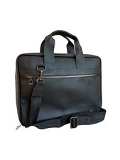 Leather Laptop Briefcase for Up to 16 Business Work Bag Shoulder Bag Black