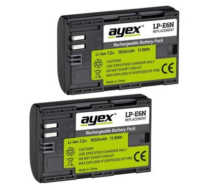 ayex 2x LP-E6/N Akku Set für z.B. Canon EOS R R5 R6 5D Mark IV 5DS R