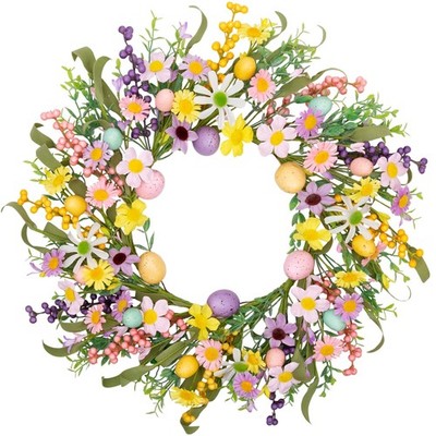 Easter Wreath Front Door Spring Flower Colorful Eggs Holiday Decor 20 Inch