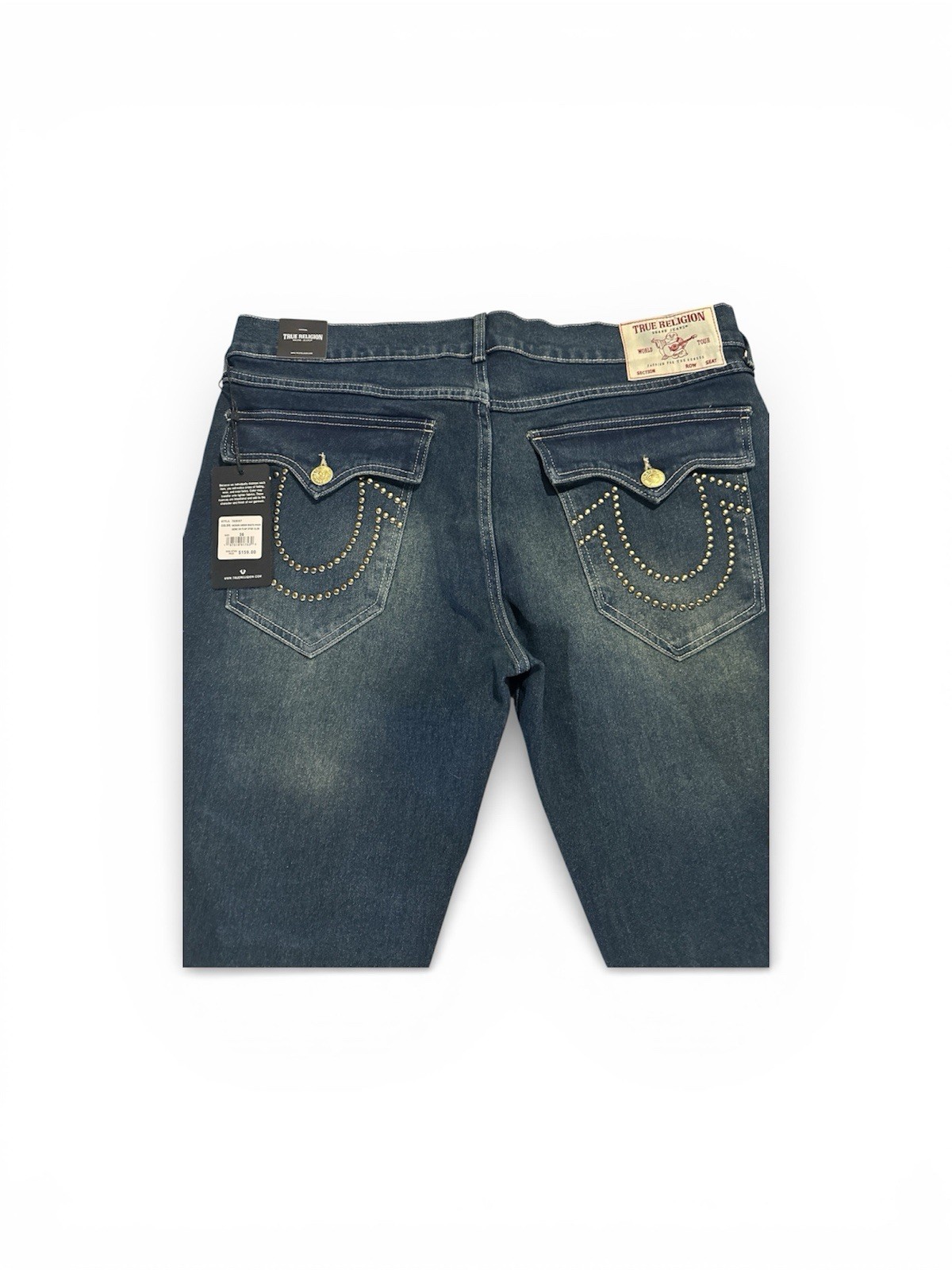 Men’s True Religion Geno Slim Jeans Studded Horseshoe Blue Denim  36Wx32L thumbnail 4