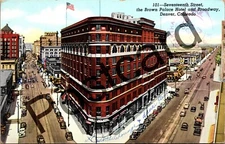1943 DENVER, Brown Palace Hotel, 17th & Broadway, Sanborn postcard jj136