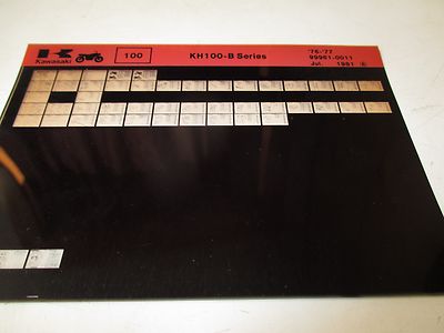 1976-77 Kawasaki 100 KH100 B Series Parts List Microfiche 99961