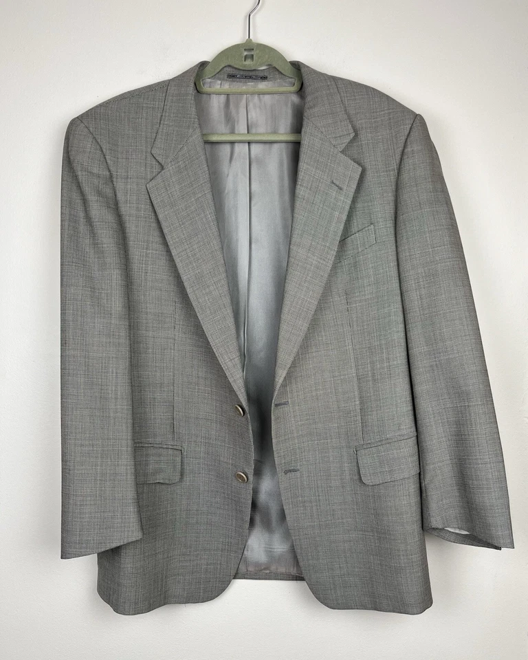 Conjunto Traje Chaqueta Blazer y Pantalones Lubiam 51 R Gris Vintage Italia Excelente Estado Foto 4 de 4