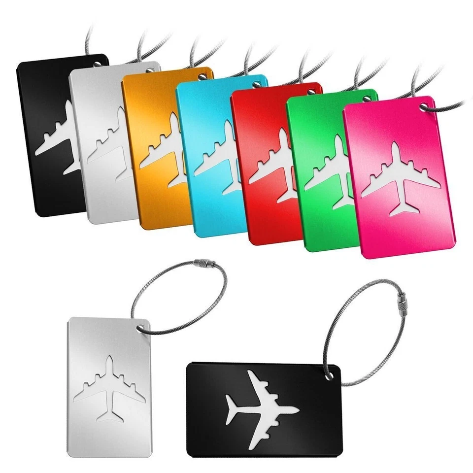 Porte-étiquettes de valise en Aluminium, Câble en Acier, Multicolore - Photo 1/1