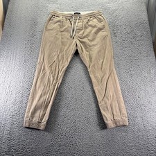 Tommy Hilfiger Jogger Pants Mens Large Khaki Cotton Waistband Button Fly
