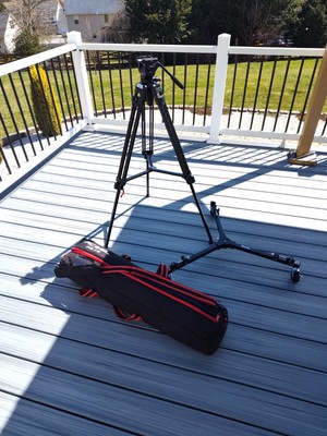 Acebil Tripod i605 DX System with H20 Fluid Head and Bag w/ Wheel Roll Dolly 