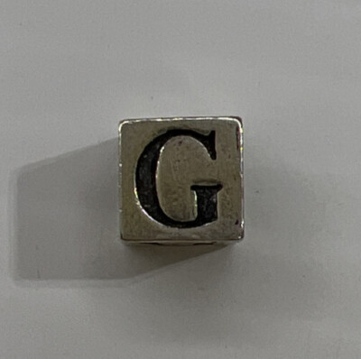 925 Sterling Silber Charm Schieber Perle Würfel Alphabet Buchstabe Monogramm Initiale