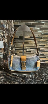 Coach Hamptons Leather Wool Buckle Shoulder Hobo Bag “Barbie Bag