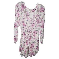 LoveShackFancy Popover Silk Mini Dress In Blushing Rose Sz XS floral sheer pink